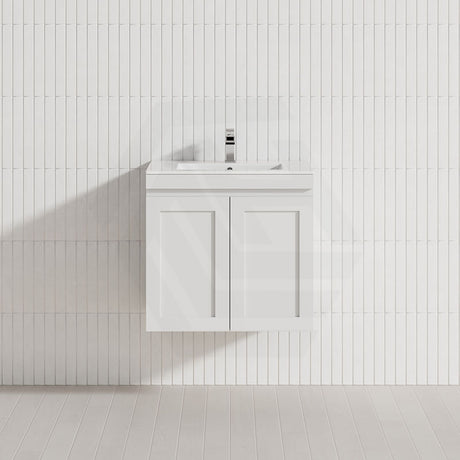 600-1200mm Miami Plywood Wall Hung Bathroom Floating Vanity with Left / Right Drawers MATT WHITE Shaker Hampton Style Cabinet ONLY&Ceramic/Poly Top Available