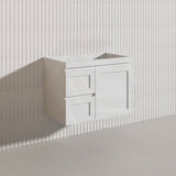 750mm Miami Plywood Wall Hung Vanity with Left/Right Drawers Cabinet ONLY & Ceramic/Poly Top Available Shaker Hampton Style Matt White