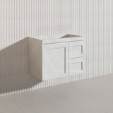 750mm Miami Plywood Wall Hung Vanity with Left/Right Drawers Cabinet ONLY & Ceramic/Poly Top Available Shaker Hampton Style Matt White