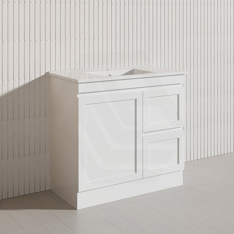 900mm Miami Plywood Freestanding Vanity Matt White Shaker Hampton Style