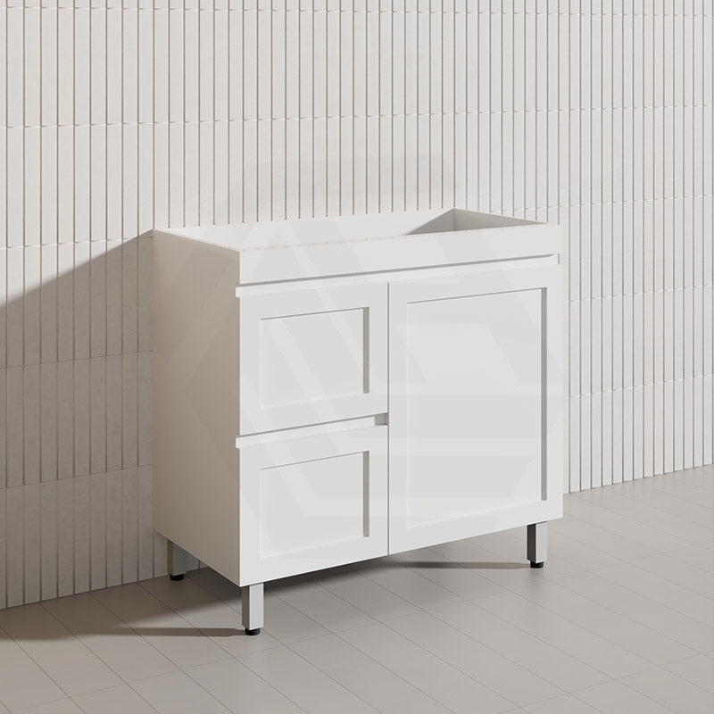 900mm Miami Plywood Freestanding Vanity Matt White Shaker Hampton Style