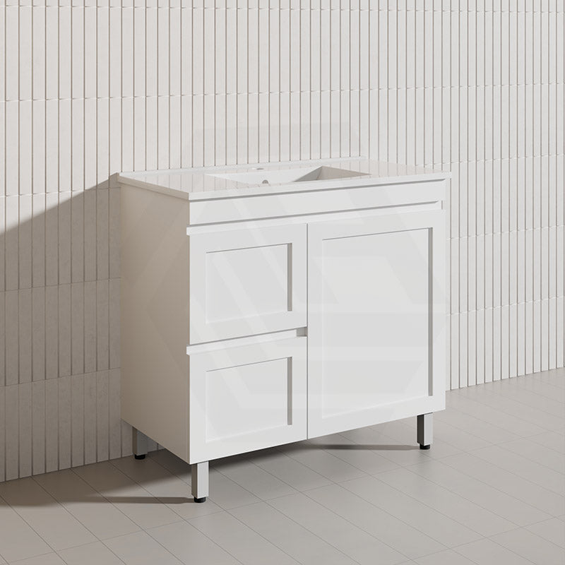 900mm Miami Plywood Freestanding Vanity Matt White Shaker Hampton Style