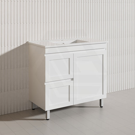 900mm Miami Plywood Freestanding Vanity Matt White Shaker Hampton Style