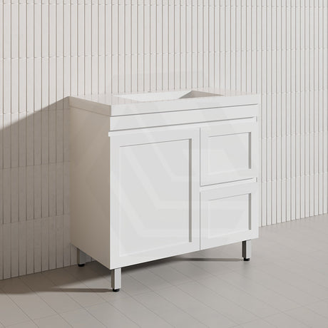 900mm Miami Plywood Freestanding Vanity Matt White Shaker Hampton Style