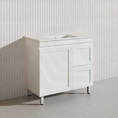 900mm Miami Plywood Freestanding Vanity Matt White Shaker Hampton Style