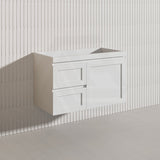 900mm Miami Plywood Wall Hung Vanity with Left/Right Drawers Cabinet ONLY & Ceramic/Poly Top Available Shaker Hampton Style Matt White