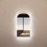 450x800mm Arch Brushed Copper Framed LED Mirror Touch Sensor