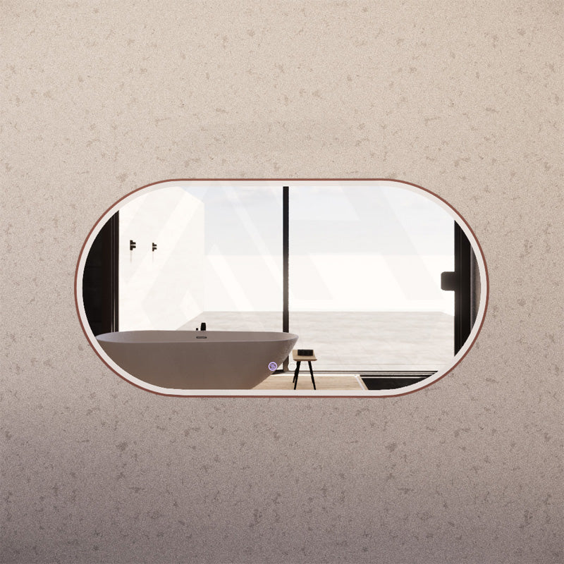 1500x800mm Oval Brushed Copper Framed LED Mirror Touch Sensor Horizontal Only