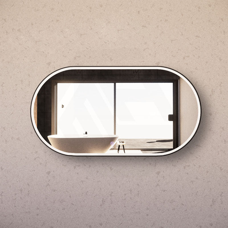 600/900/1200Mm Oval Black Framed Led Mirror Touch Sensor Horizontal/Vertical Installation Mirrors