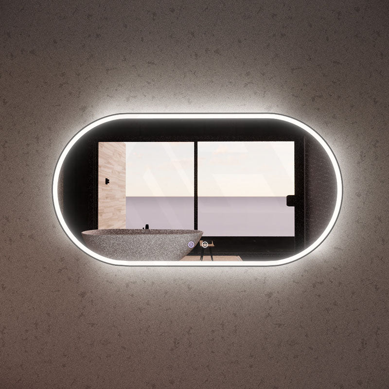 600/900/1200Mm Oval Black Framed Led Mirror Touch Sensor Horizontal/Vertical Installation Mirrors