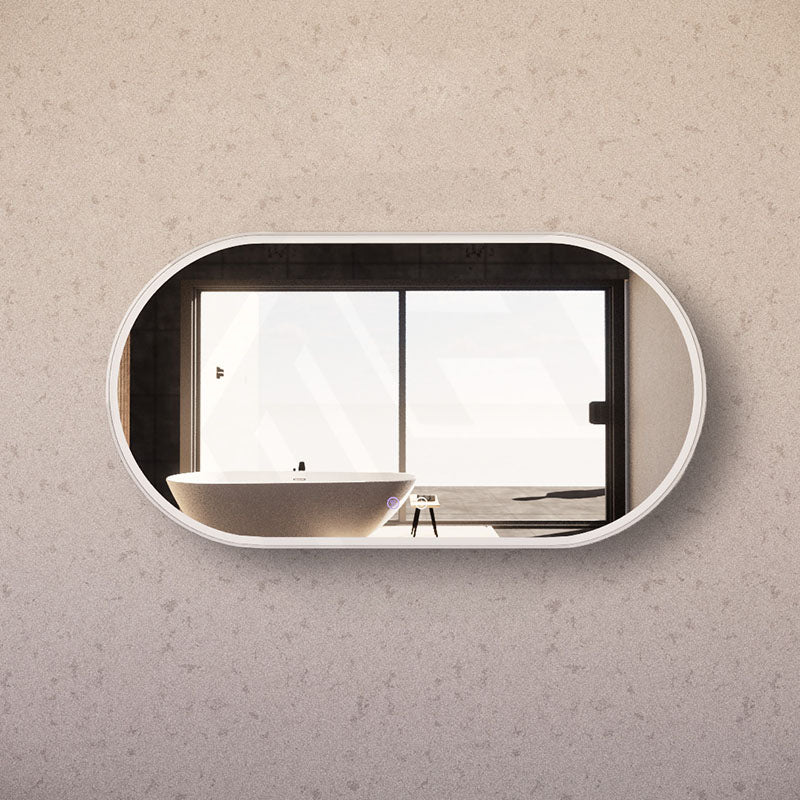 N#2(Nickel) 450/600/900/1200Mm Oval Brushed Nickel Framed Led Mirror Touch Sensor