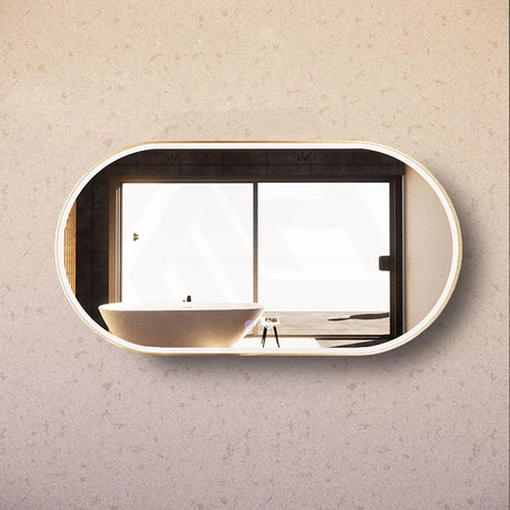 600/900/1200Mm Oval Gold Framed Led Mirror Touch Sensor Horizontal/Vertical Installation Mirrors