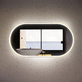 600/900/1200Mm Oval Gold Framed Led Mirror Touch Sensor Horizontal/Vertical Installation Mirrors