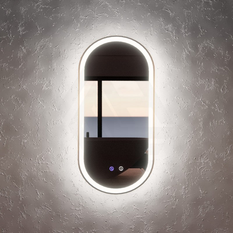 450x900mm Oval Gold Framed Vertical LED Mirror