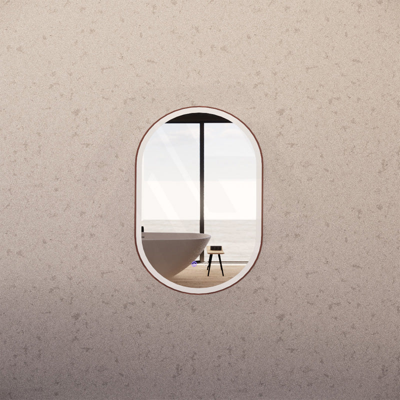600x900mm Oval Brushed Copper Framed LED Mirror Touch Sensor Vertical or Horizontal