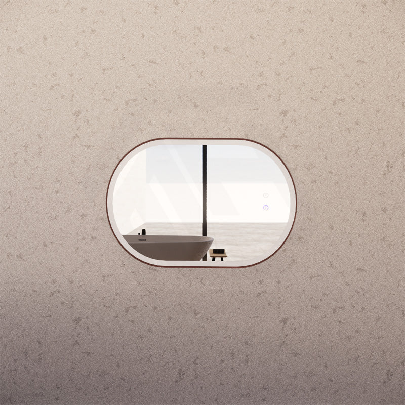 600x900mm Oval Brushed Copper Framed LED Mirror Touch Sensor Vertical or Horizontal