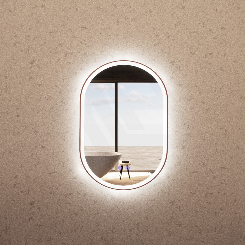 600x900mm Oval Brushed Copper Framed LED Mirror Touch Sensor Vertical or Horizontal