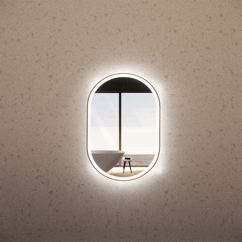 600x900mm Oval Brushed Copper Framed LED Mirror Touch Sensor Vertical or Horizontal