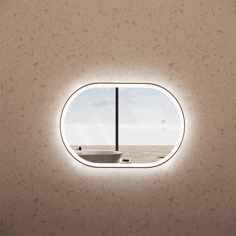 600x900mm Oval Brushed Copper Framed LED Mirror Touch Sensor Vertical or Horizontal