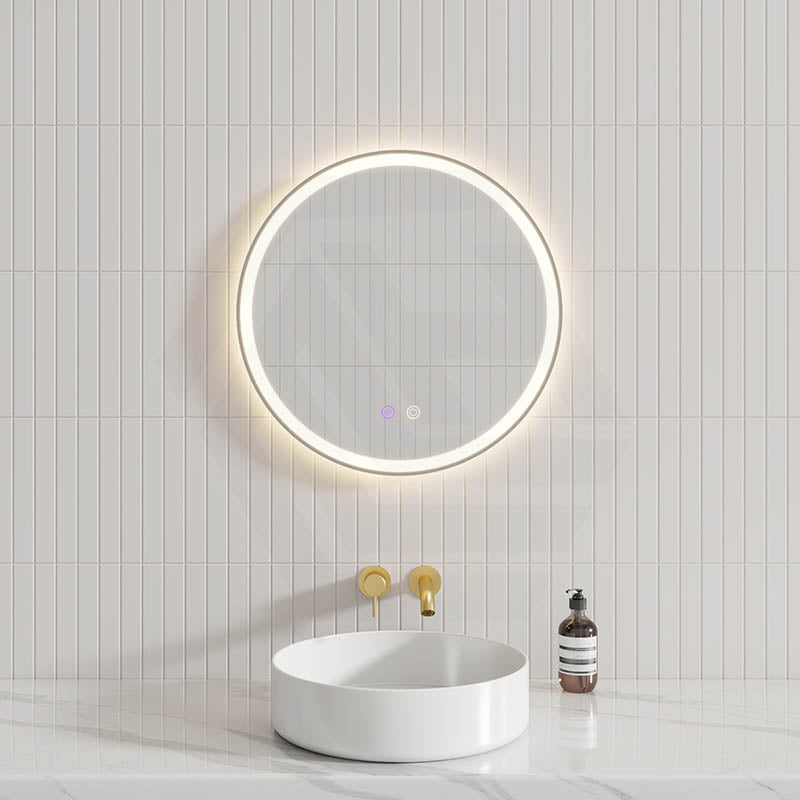 600/800mm Round Framed LED Mirror with Easy Hooks and Dimmer Variant Colour Available