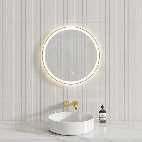 600/800mm Round Framed LED Mirror with Easy Hooks and Dimmer Variant Colour Available
