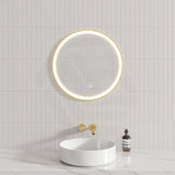 G#2(Gold) 600/800Mm Round Brushed Gold Framed Led Mirror With Easy Hooks And Dimmer Mirrors
