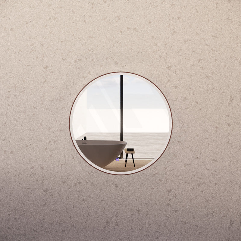 800mm Round Brushed Copper Framed LED Mirror with Easy Hooks and Dimmer