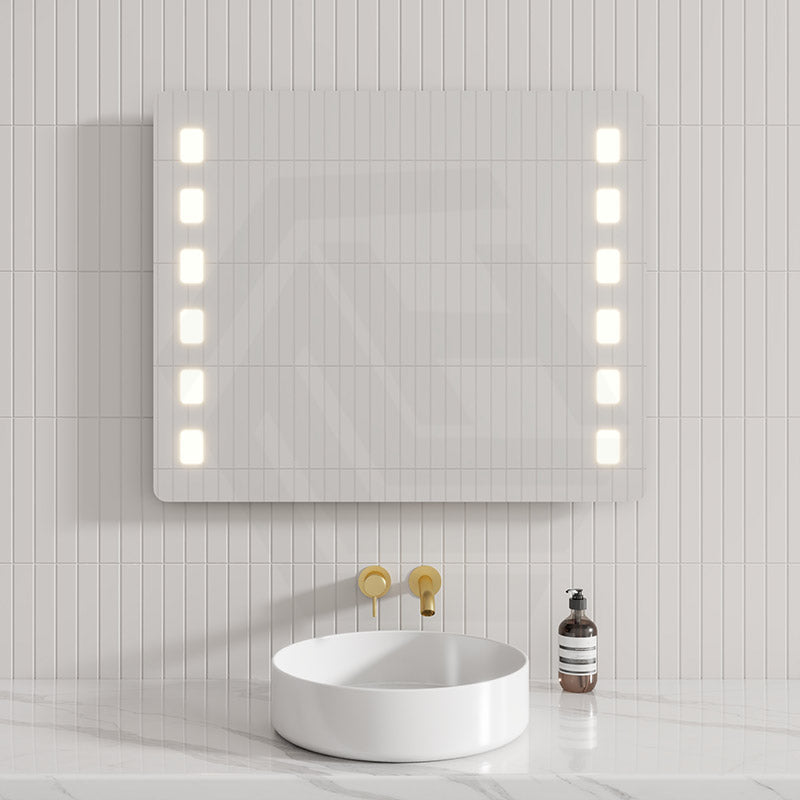 900x750mm S1 Three Color Lights Frontlit Rectangle Square LED Mirror, with Defogging Function, Easy Hook Horizontal/Vertical Installation