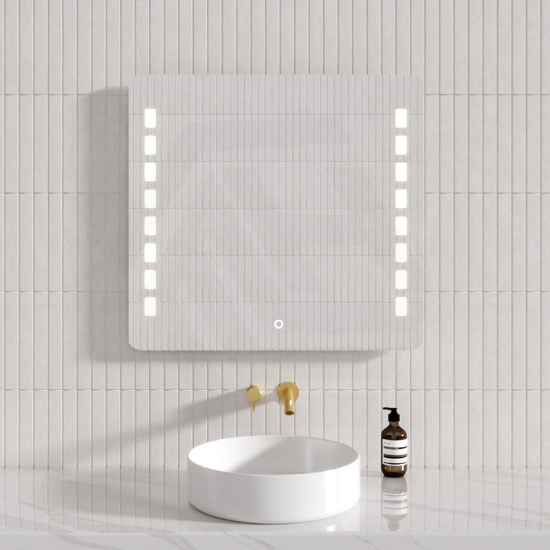900x750mm S1 Three Color Lights Frontlit Rectangle Square LED Mirror, with Defogging Function, Easy Hook Horizontal/Vertical Installation