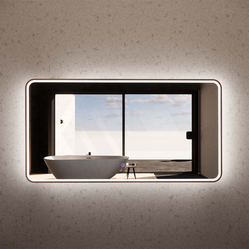 800x1500mm Rectangle Brushed Copper Framed LED Mirror Touch Sensor Horizontal Only