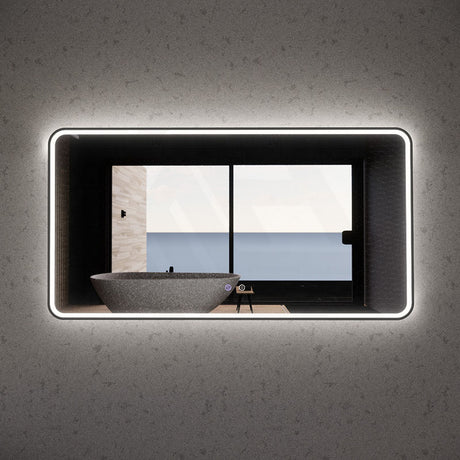600/750/1500mm Rectangle Black Framed LED Mirror Touch Sensor Horizontal/Vertical Installation