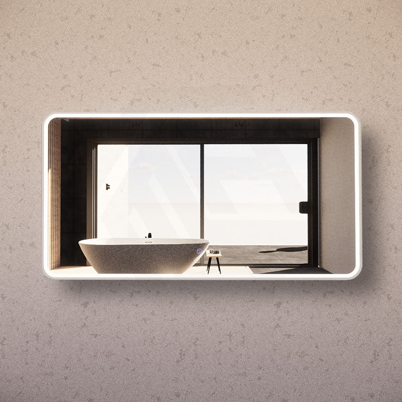 750/800/900/1200Mm Rectangle Brushed Nickel Framed Led Mirror Touch Sensor Horizontal/Vertical