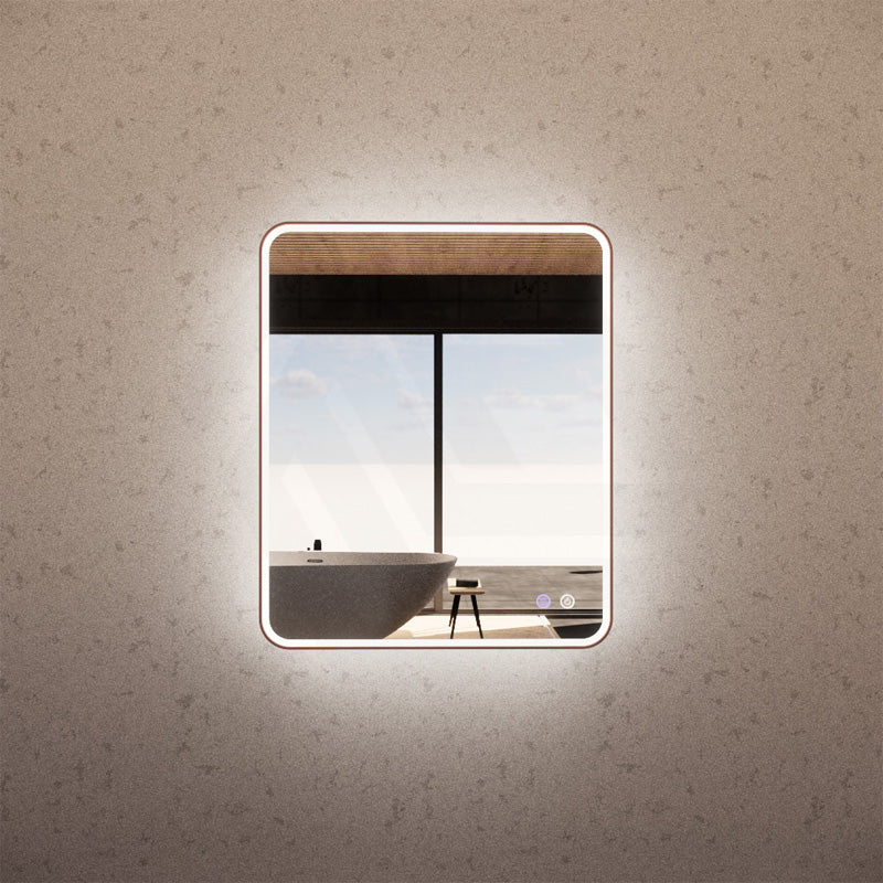 750x900mm Rectangle Brushed Copper Framed LED Mirror Touch Sensor Vertical/Horizontal