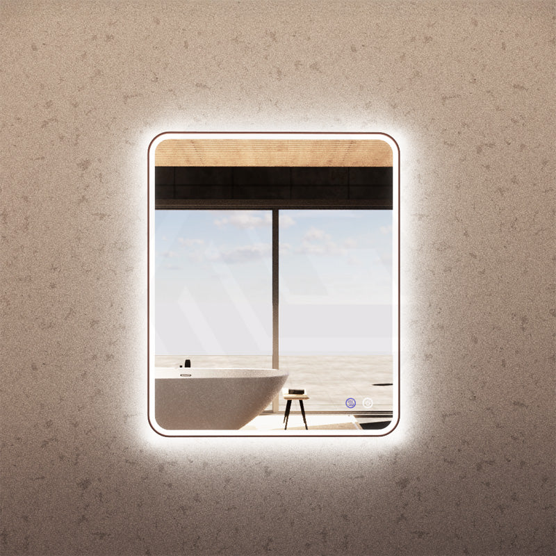 750x900mm Rectangle Brushed Copper Framed LED Mirror Touch Sensor Vertical/Horizontal