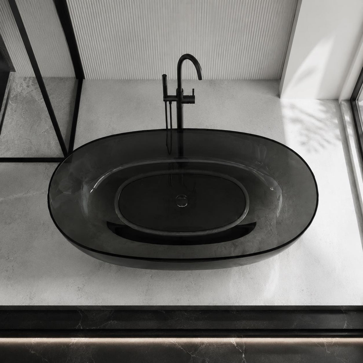 Noto Transparent Oval Shape Freestanding Bathtub NO Overflow 1500/1700mm - Custom Colours