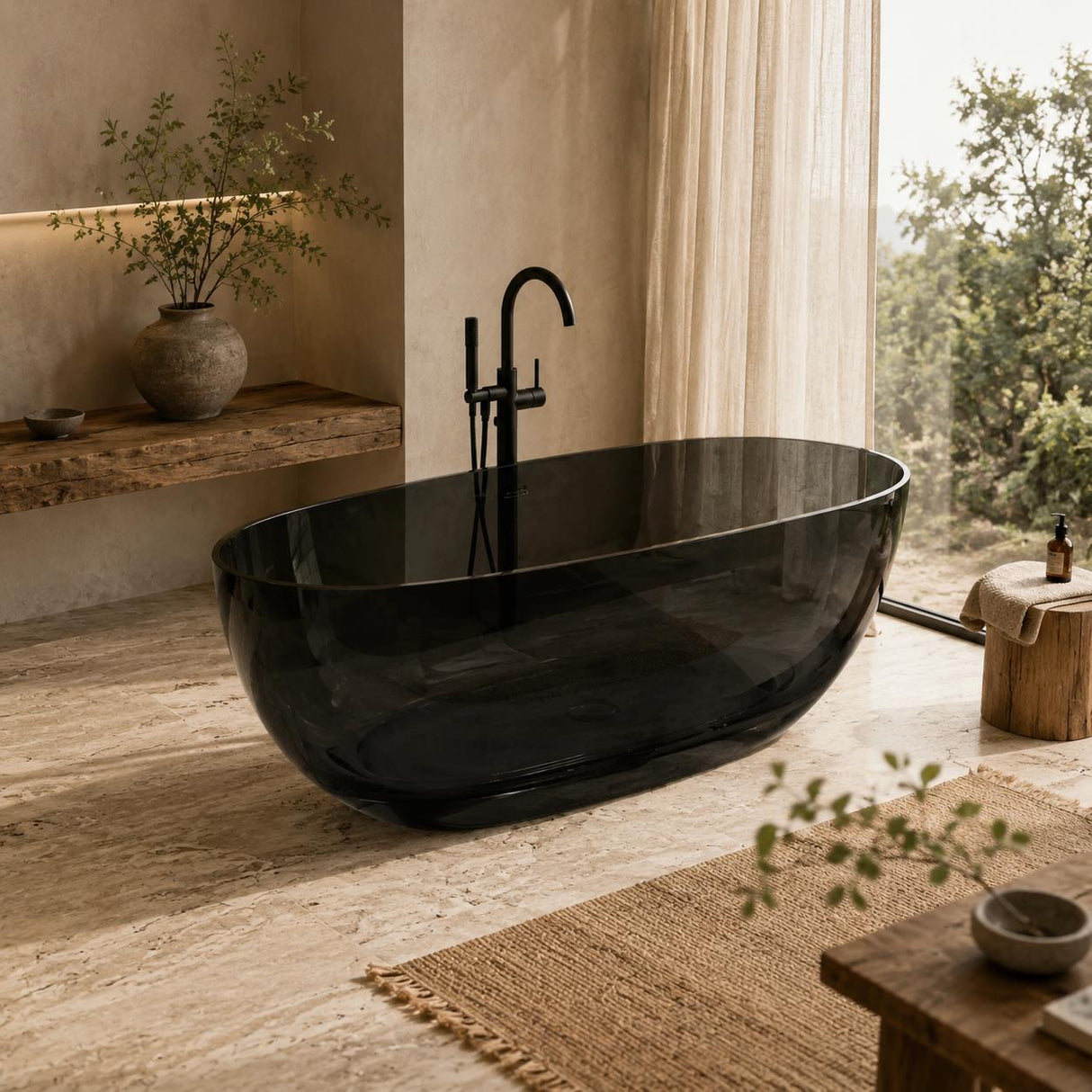 Noto Transparent Oval Shape Freestanding Bathtub NO Overflow 1500/1700mm - Custom Colours