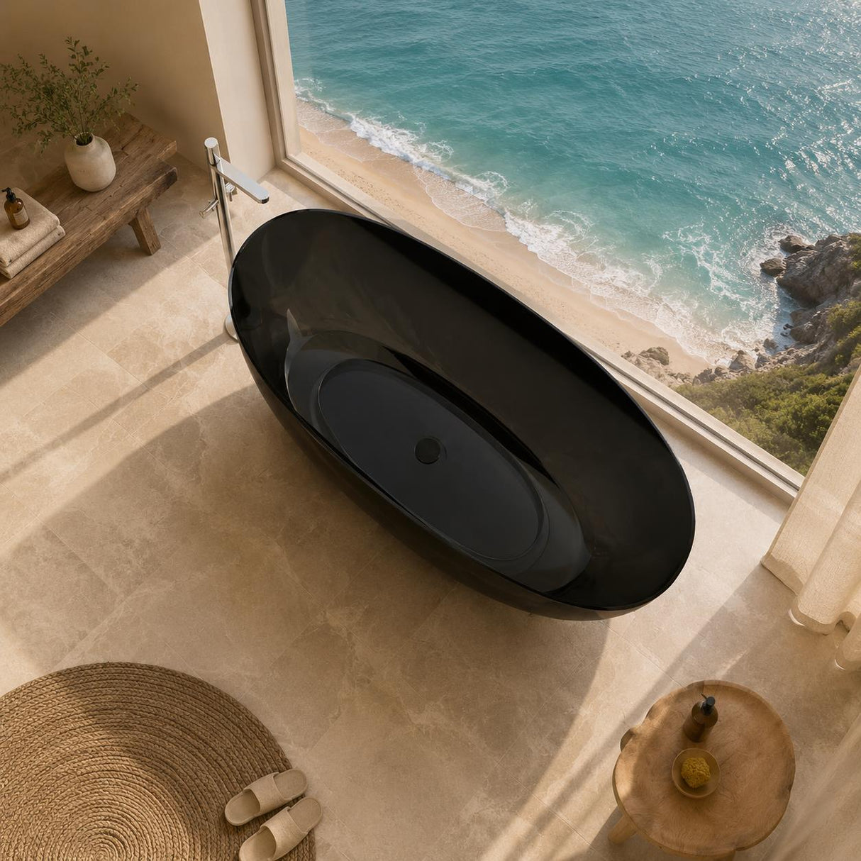 Noto Transparent Oval Shape Freestanding Bathtub NO Overflow 1500/1700mm - Custom Colours