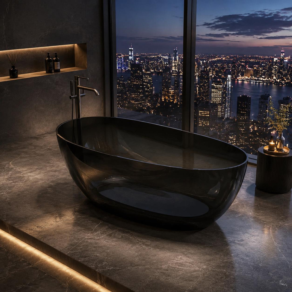 Noto Transparent Oval Shape Freestanding Bathtub NO Overflow 1500/1700mm - Custom Colours