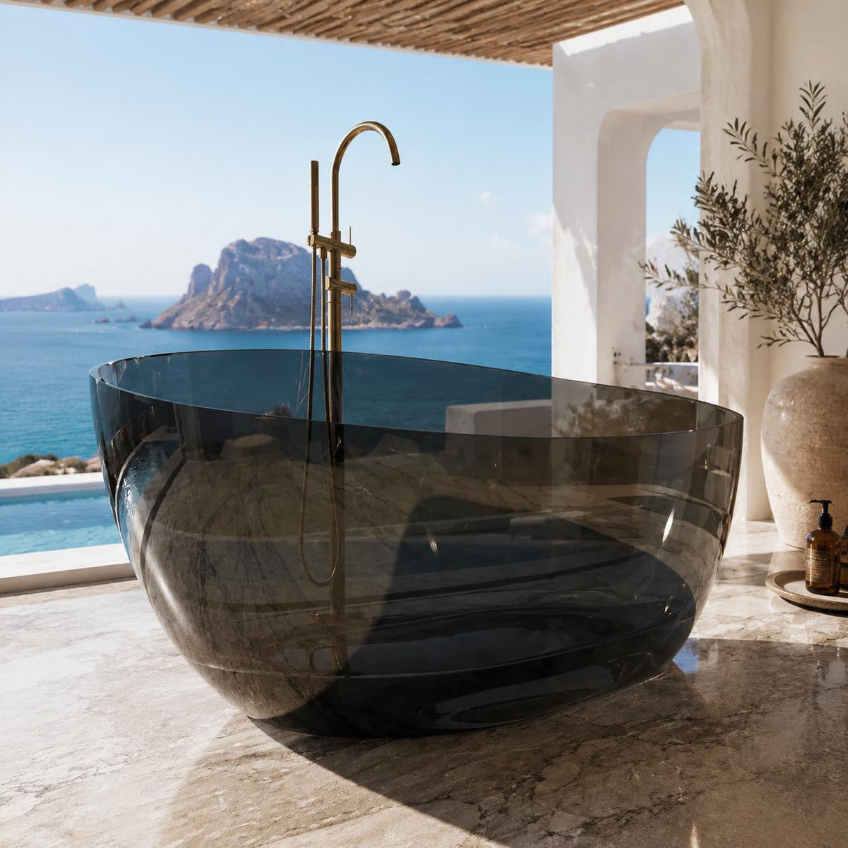 Noto Transparent Oval Shape Freestanding Bathtub NO Overflow 1500/1700mm - Custom Colours