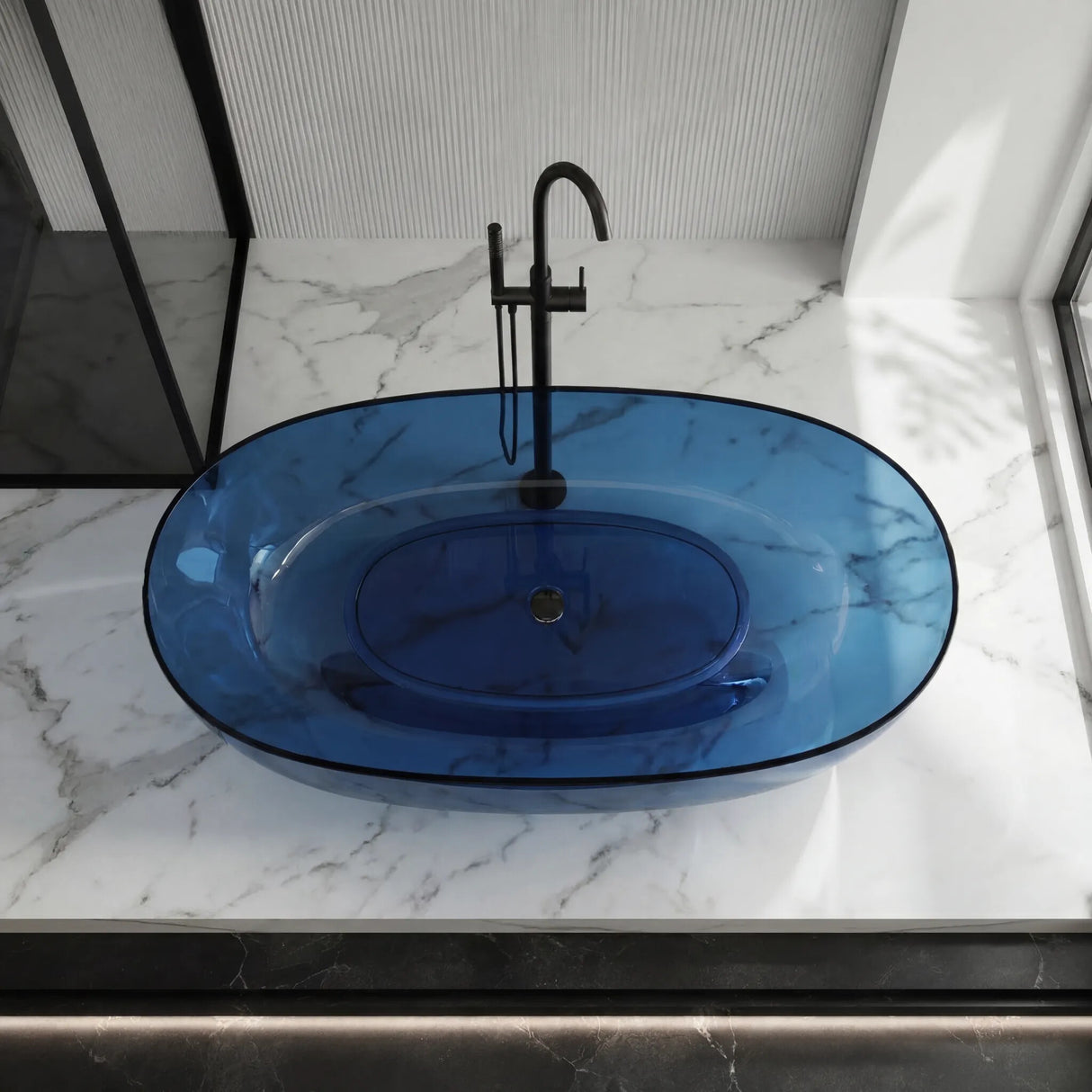 Noto Transparent Oval Shape Freestanding Bathtub NO Overflow 1500/1700mm - Custom Colours