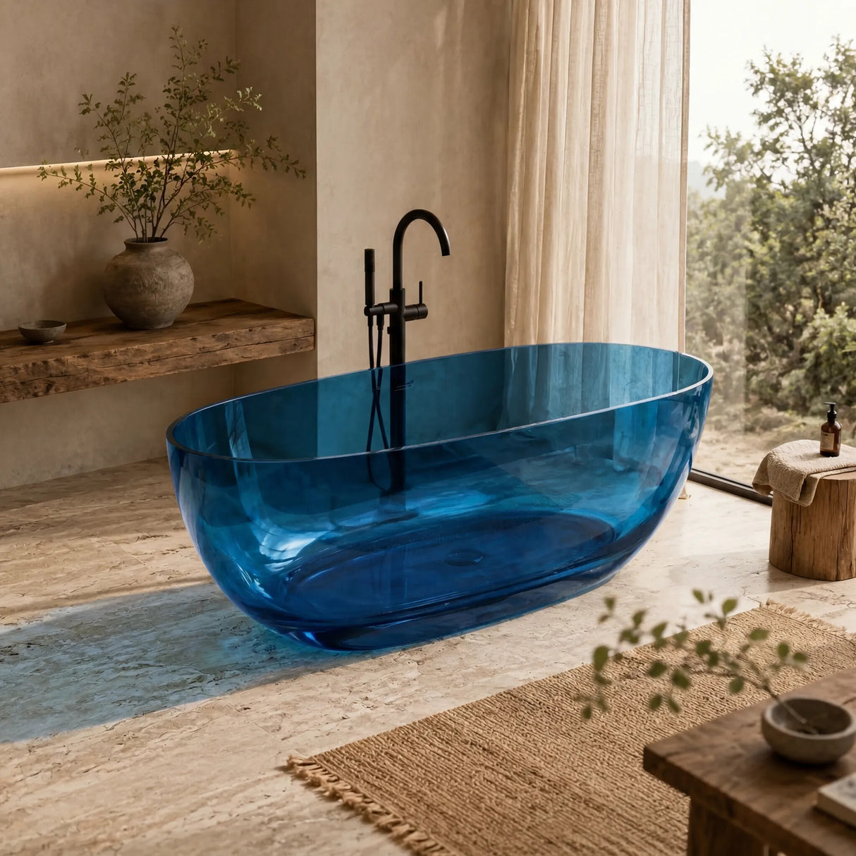 Noto Transparent Oval Shape Freestanding Bathtub NO Overflow 1500/1700mm - Custom Colours