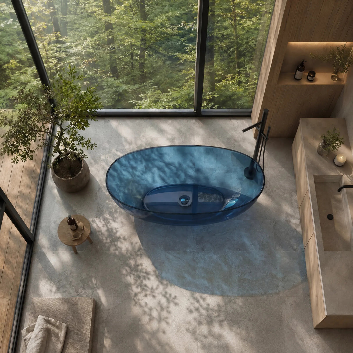 Noto Transparent Oval Shape Freestanding Bathtub NO Overflow 1500/1700mm - Custom Colours