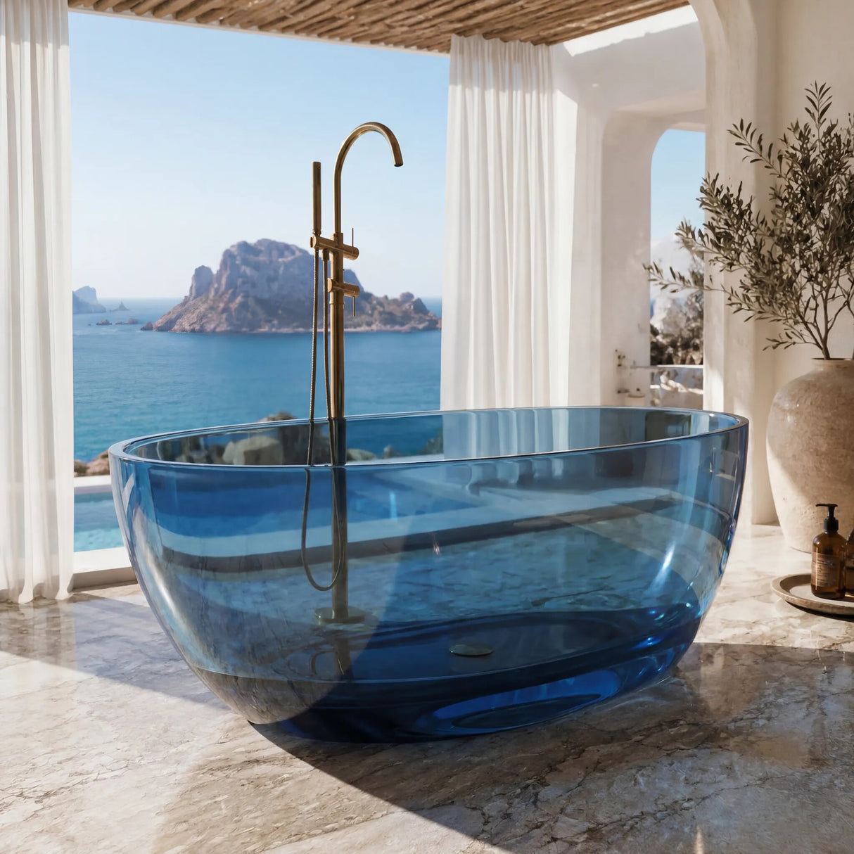 Noto Transparent Oval Shape Freestanding Bathtub NO Overflow 1500/1700mm - Custom Colours