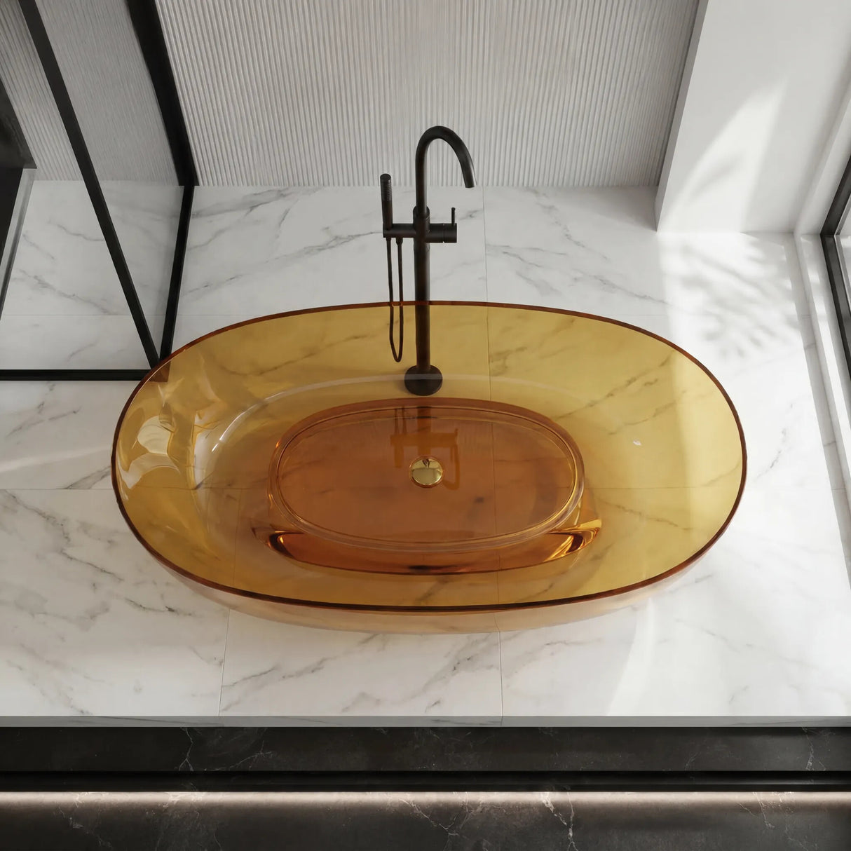 Noto Transparent Oval Shape Freestanding Bathtub NO Overflow 1500/1700mm - Custom Colours