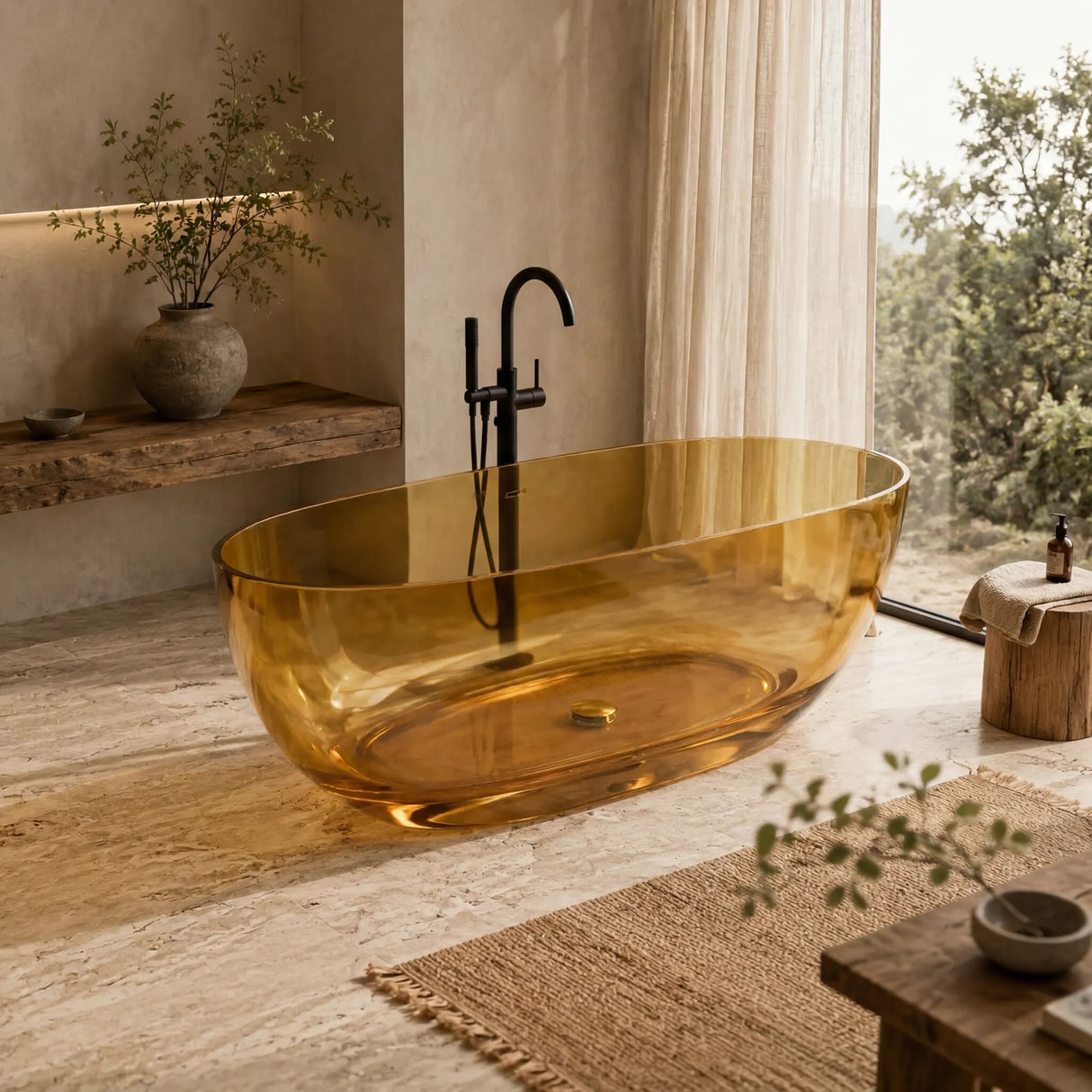 Noto Transparent Oval Shape Freestanding Bathtub NO Overflow 1500/1700mm - Custom Colours