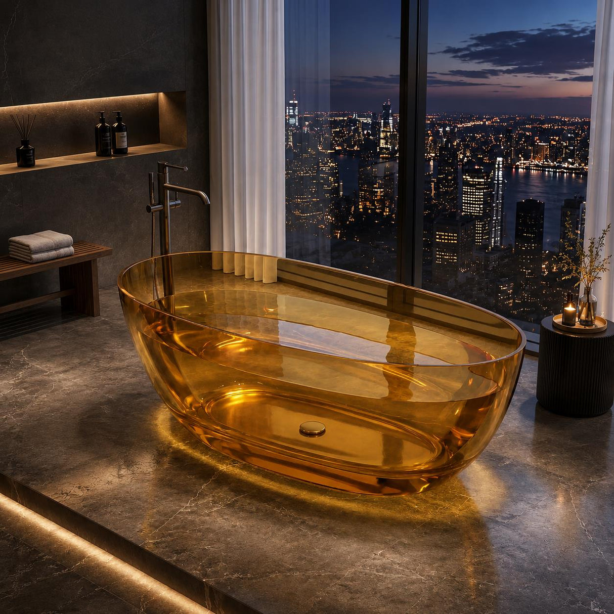 Noto Transparent Oval Shape Freestanding Bathtub NO Overflow 1500/1700mm - Custom Colours
