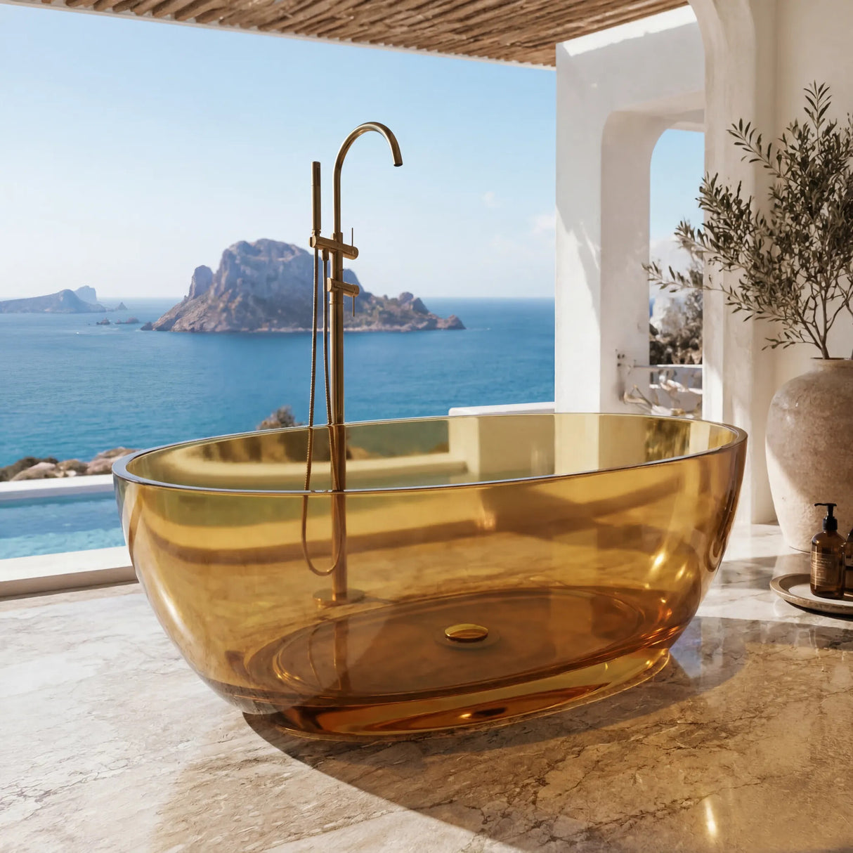 Noto Transparent Oval Shape Freestanding Bathtub NO Overflow 1500/1700mm - Custom Colours