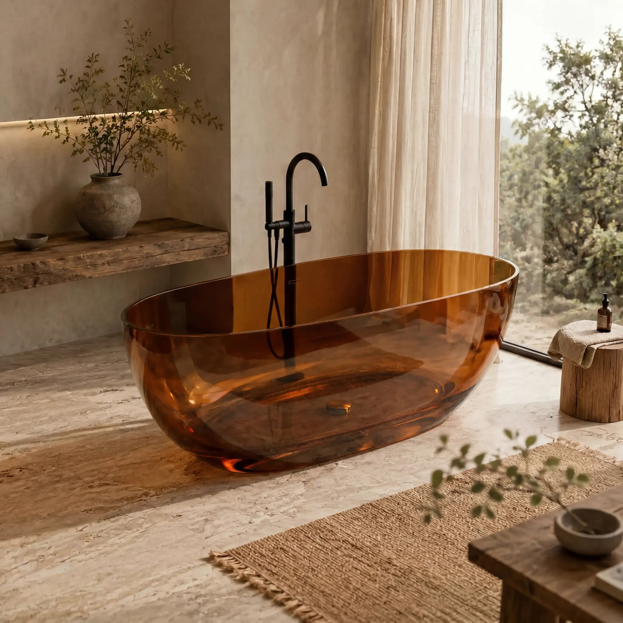 Noto Transparent Oval Shape Freestanding Bathtub NO Overflow 1500/1700mm - Custom Colours