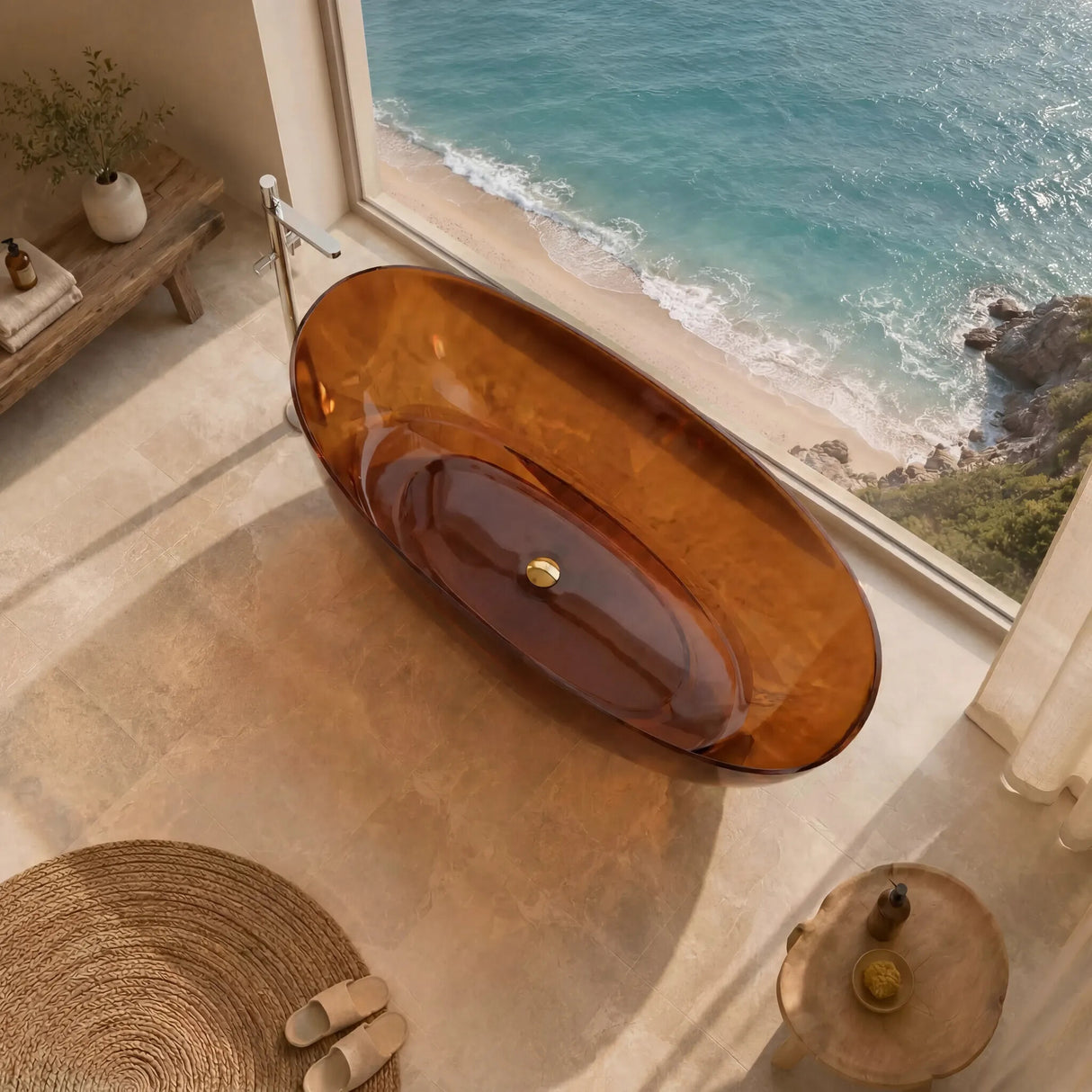 Noto Transparent Oval Shape Freestanding Bathtub NO Overflow 1500/1700mm - Custom Colours