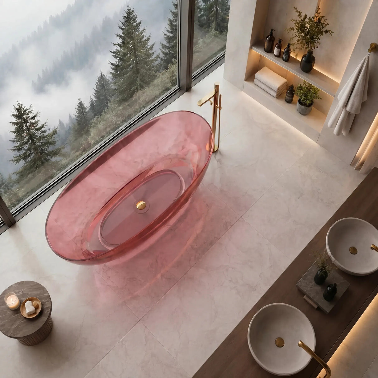 Noto Transparent Oval Shape Freestanding Bathtub NO Overflow 1500/1700mm - Custom Colours